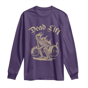 Funny Deadlifts Lifting Weights Gym Skeleton Long Sleeve Shirt TS11 Purple Print Your Wear
