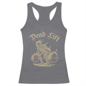Funny Deadlifts Lifting Weights Gym Skeleton Racerback Tank Top TS11 Charcoal Print Your Wear