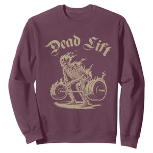 Funny Deadlifts Lifting Weights Gym Skeleton Sweatshirt TS11 Maroon Print Your Wear
