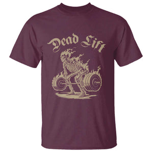 Funny Deadlifts Lifting Weights Gym Skeleton T Shirt TS11 Maroon Print Your Wear