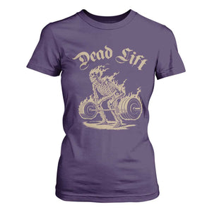 Funny Deadlifts Lifting Weights Gym Skeleton T Shirt For Women TS11 Purple Print Your Wear