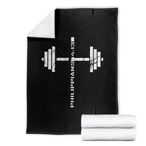 Christian Bible Gym Throw Blanket Jesus Weightlifter Workout Faith Philippians 4 13 TS11 Black Print Your Wear