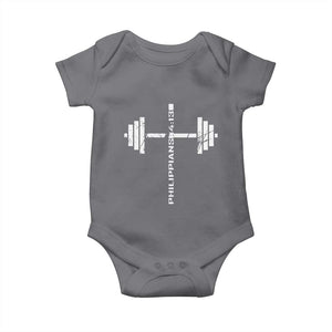 Christian Bible Gym Baby Onesie Jesus Weightlifter Workout Faith Philippians 4 13 TS11 Charcoal Print Your Wear