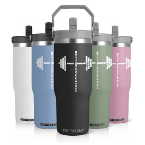 Christian Bible Gym Flip Straw Tumbler Jesus Weightlifter Workout Faith Philippians 4 13 TS11 Print Your Wear