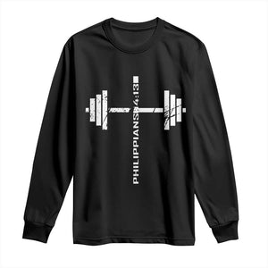 Christian Bible Gym Long Sleeve Shirt Jesus Weightlifter Workout Faith Philippians 4 13 TS11 Black Print Your Wear