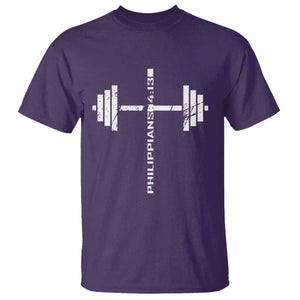 Christian Bible Gym T Shirt Jesus Weightlifter Workout Faith Philippians 4 13 TS11 Purple Print Your Wear
