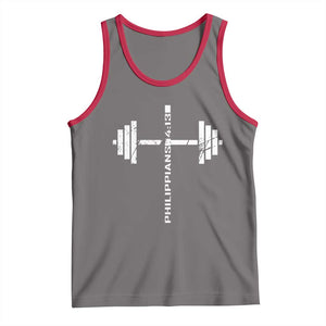 Christian Bible Gym Tank Top Jesus Weightlifter Workout Faith Philippians 4 13 TS11 Deep Heather Red Print Your Wear