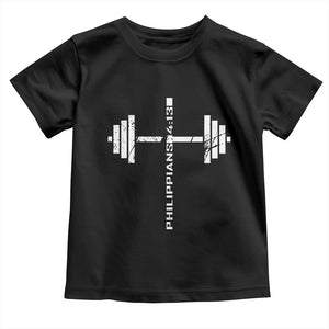 Christian Bible Gym Toddler T Shirt Jesus Weightlifter Workout Faith Philippians 4 13 TS11 Black Print Your Wear