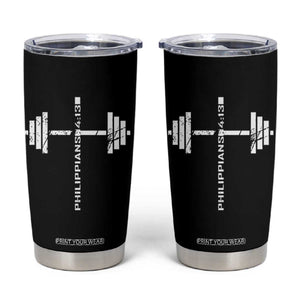 Christian Bible Gym Tumbler Cup Jesus Weightlifter Workout Faith Philippians 4 13 TS11 Black Print Your Wear