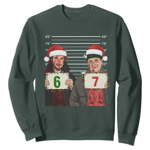 Funny 67 Christmas Movie Sweatshirt Six Seven Wet Bandits Home Xmas Alone TS11 Dark Forest Green Print Your Wear