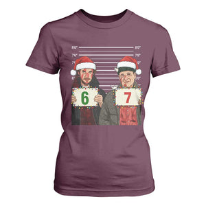 Funny 67 Christmas Movie T Shirt For Women Six Seven Wet Bandits Home Xmas Alone TS11 Maroon Print Your Wear