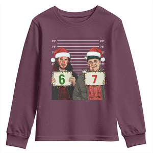 Funny 67 Christmas Movie Youth Sweatshirt Six Seven Wet Bandits Home Xmas Alone TS11 Maroon Print Your Wear