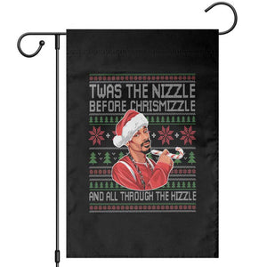 Funny Christmas Hip Hop Rap Gang Garden Flag Twas The Nizzle Before Chrismizzle And All Through The Hizzle TS11 Black Print Your Wear