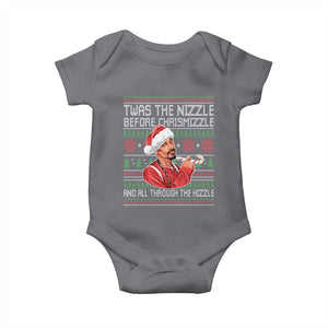 Funny Christmas Hip Hop Rap Gang Baby Onesie Twas The Nizzle Before Chrismizzle And All Through The Hizzle TS11 Charcoal Print Your Wear