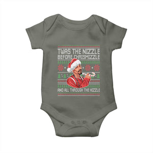 Funny Christmas Hip Hop Rap Gang Baby Onesie Twas The Nizzle Before Chrismizzle And All Through The Hizzle TS11 Military Green Print Your Wear