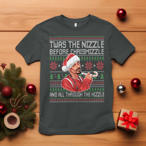 Funny Christmas Hip Hop Rap Gang T Shirt Twas The Nizzle Before Chrismizzle And All Through The Hizzle TS11 Dark Heather Print Your Wear