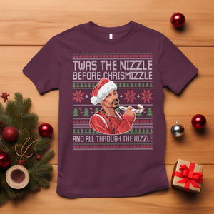 Funny Christmas Hip Hop Rap Gang T Shirt Twas The Nizzle Before Chrismizzle And All Through The Hizzle TS11 Maroon Print Your Wear