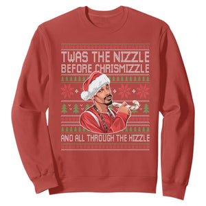 Funny Christmas Hip Hop Rap Gang Sweatshirt Twas The Nizzle Before Chrismizzle And All Through The Hizzle TS11 Red Print Your Wear