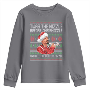 Funny Christmas Hip Hop Rap Gang Youth Sweatshirt Twas The Nizzle Before Chrismizzle And All Through The Hizzle TS11 Charcoal Print Your Wear