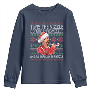 Funny Christmas Hip Hop Rap Gang Youth Sweatshirt Twas The Nizzle Before Chrismizzle And All Through The Hizzle TS11 Navy Print Your Wear