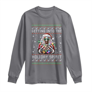 Funny Terrifier Christmas Santa Long Sleeve Shirt Getting Into The Holiday Spirit Horror Movie TS11 Charcoal Print Your Wear