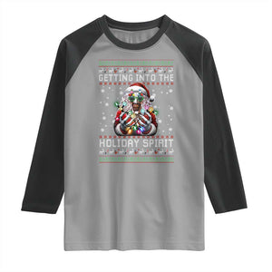 Funny Terrifier Christmas Santa Raglan Shirt Getting Into The Holiday Spirit Horror Movie TS11 Sport Gray Black Print Your Wear