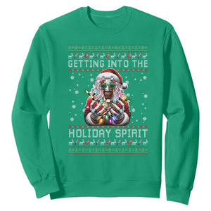 Funny Terrifier Christmas Santa Sweatshirt Getting Into The Holiday Spirit Horror Movie TS11 Irish Green Print Your Wear