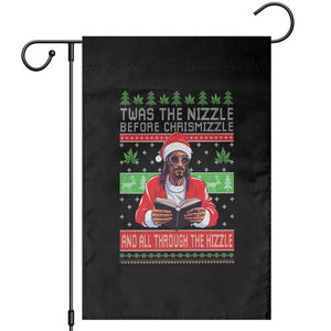 Funny Christmas Hip Hop Rap Gang Garden Flag Twas The Nizzle Before Chrismizzle And All Through The Hizzle Weed TS11 Black Print Your Wear