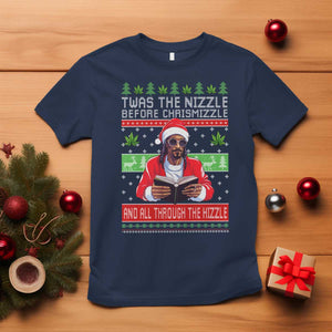 Funny Christmas Hip Hop Rap Gang T Shirt Twas The Nizzle Before Chrismizzle And All Through The Hizzle Weed TS11 Navy Print Your Wear