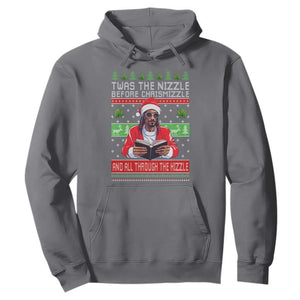 Funny Christmas Hip Hop Rap Gang Hoodie Twas The Nizzle Before Chrismizzle And All Through The Hizzle Weed TS11 Charcoal Print Your Wear