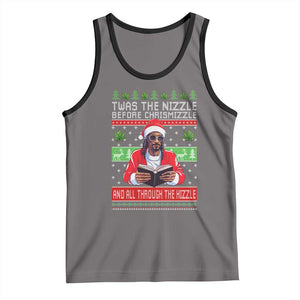 Funny Christmas Hip Hop Rap Gang Tank Top Twas The Nizzle Before Chrismizzle And All Through The Hizzle Weed TS11 Deep Heather Black Print Your Wear