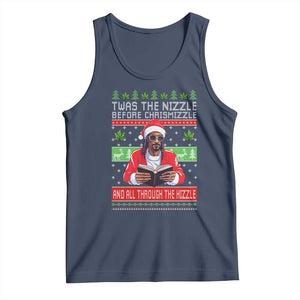 Funny Christmas Hip Hop Rap Gang Tank Top Twas The Nizzle Before Chrismizzle And All Through The Hizzle Weed TS11 Navy Print Your Wear