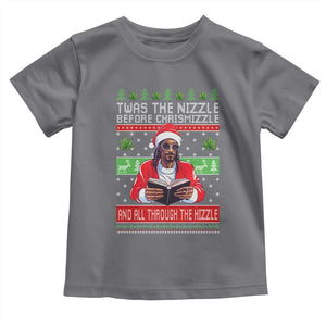 Funny Christmas Hip Hop Rap Gang Toddler T Shirt Twas The Nizzle Before Chrismizzle And All Through The Hizzle Weed TS11 Charcoal Print Your Wear