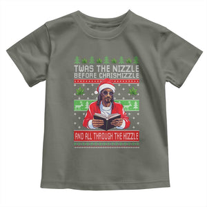 Funny Christmas Hip Hop Rap Gang Toddler T Shirt Twas The Nizzle Before Chrismizzle And All Through The Hizzle Weed TS11 Military Green Print Your Wear