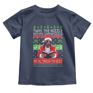 Funny Christmas Hip Hop Rap Gang Toddler T Shirt Twas The Nizzle Before Chrismizzle And All Through The Hizzle Weed TS11 Navy Print Your Wear