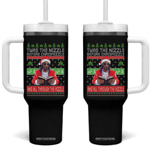 Funny Christmas Hip Hop Rap Gang Tumbler With Handle Twas The Nizzle Before Chrismizzle And All Through The Hizzle Weed TS11 One Size: 40 oz Black Print Your Wear