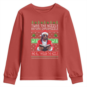 Funny Christmas Hip Hop Rap Gang Youth Sweatshirt Twas The Nizzle Before Chrismizzle And All Through The Hizzle Weed TS11 Red Print Your Wear