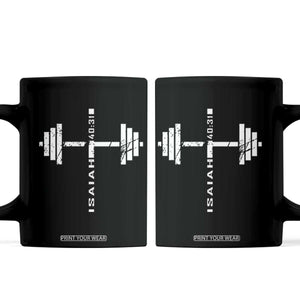 Christian Bible Gym Coffee Mug Jesus Weightlifter Workout Faith Isaiah 40 31 TS11 Black Print Your Wear