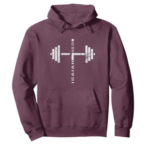 Christian Bible Gym Hoodie Jesus Weightlifter Workout Faith Isaiah 40 31 TS11 Maroon Print Your Wear