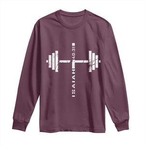 Christian Bible Gym Long Sleeve Shirt Jesus Weightlifter Workout Faith Isaiah 40 31 TS11 Maroon Print Your Wear