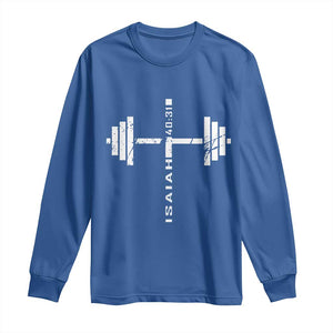 Christian Bible Gym Long Sleeve Shirt Jesus Weightlifter Workout Faith Isaiah 40 31 TS11 Royal Blue Print Your Wear