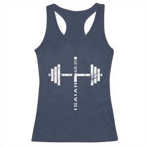 Christian Bible Gym Racerback Tank Top Jesus Weightlifter Workout Faith Isaiah 40 31 TS11 Navy Print Your Wear