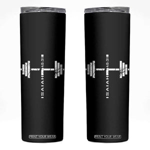 Christian Bible Gym Skinny Tumbler Jesus Weightlifter Workout Faith Isaiah 40 31 TS11 Black Print Your Wear