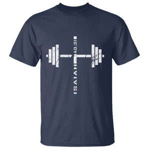 Christian Bible Gym T Shirt Jesus Weightlifter Workout Faith Isaiah 40 31 TS11 Navy Print Your Wear