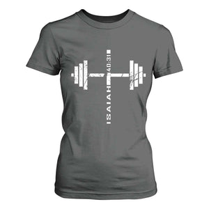 Christian Bible Gym T Shirt For Women Jesus Weightlifter Workout Faith Isaiah 40 31 TS11 Dark Heather Print Your Wear