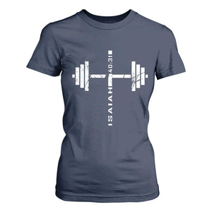 Christian Bible Gym T Shirt For Women Jesus Weightlifter Workout Faith Isaiah 40 31 TS11 Navy Print Your Wear