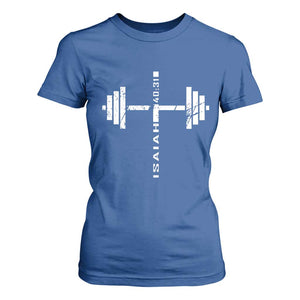 Christian Bible Gym T Shirt For Women Jesus Weightlifter Workout Faith Isaiah 40 31 TS11 Royal Blue Print Your Wear