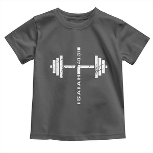 Christian Bible Gym Toddler T Shirt Jesus Weightlifter Workout Faith Isaiah 40 31 TS11 Dark Heather Print Your Wear