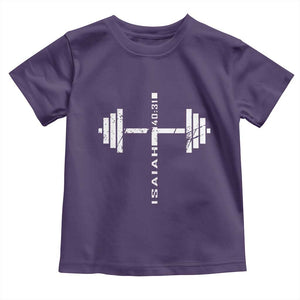 Christian Bible Gym Toddler T Shirt Jesus Weightlifter Workout Faith Isaiah 40 31 TS11 Purple Print Your Wear