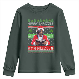 Funny Christmas Hip Hop Rap Gang Youth Sweatshirt Merry Chrizzle Ma Nizzle Xmas Weed TS11 Dark Forest Green Print Your Wear